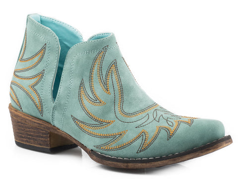 Roper Womens Blue Faux Leather Ava Western Ankle Boots 9