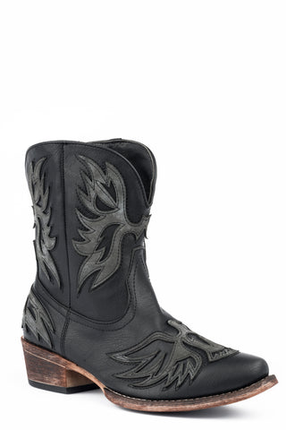 Roper Womens Amelia Black Faux Leather Cowboy Boots