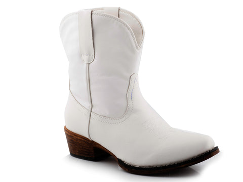 Roper Womens Emma White Faux Leather Cowboy Boots