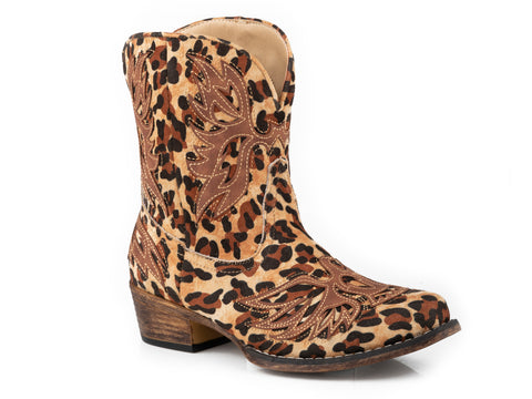 Roper Womens Amelia Leopard Faux Leather Cowboy Boots