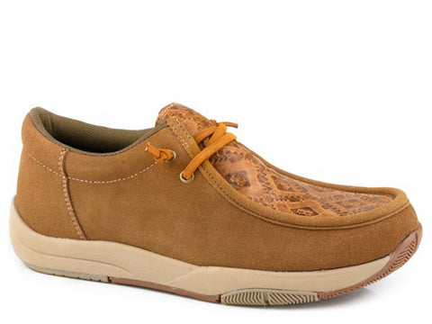 Roper Womens Clearcut Low Aztec Tan Leather Boat Shoes