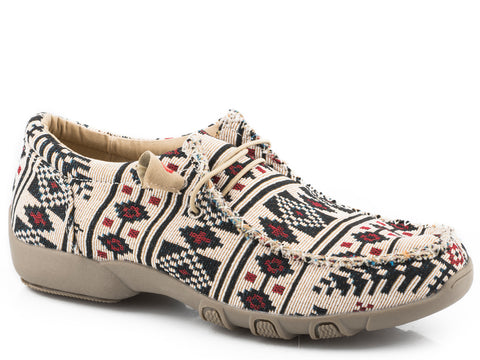 Roper Womens Tan Fabric Chillin Aztec Chukka Oxford Shoes 7