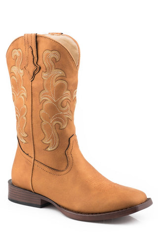 Roper Womens Classic Tan Faux Leather Cowboy Boots