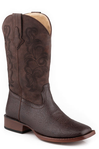 Roper Womens Kacey Brown Faux Leather Cowboy Boots