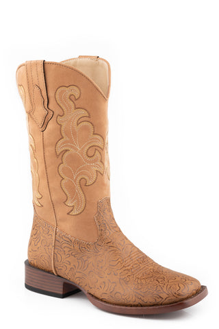 Roper Womens Kacey Tan Faux Leather Cowboy Boots