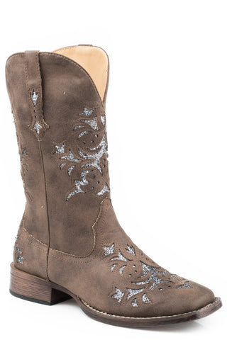 Roper Womens Kennedy Dark Brown Faux Leather Cowboy Boots