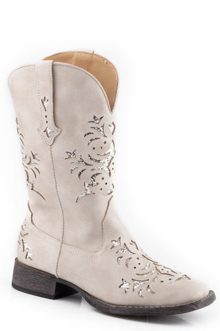 Roper Womens Kennedy White Faux Leather Cowboy Boots