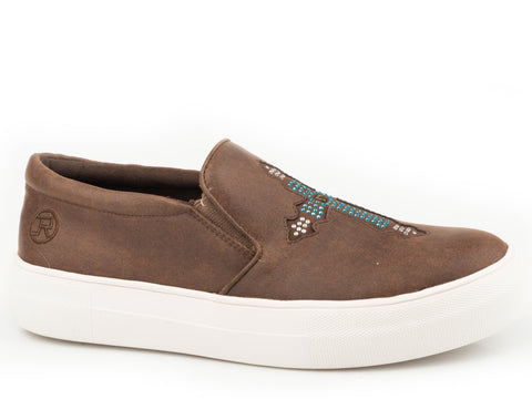 Roper Womens Darcy Brown Textile Slip-On Shoes