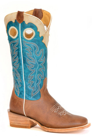 Roper Womens Ride Em Cowgirl Blue Leather Cowboy Boots