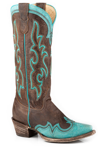 Roper Womens Shyla Brown Leather Cowboy Boots