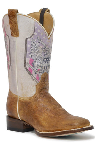 Roper Womens 2nd Amendment CCS Tan/Purple Leather Cowboy Boots 9