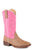 Roper Youth Girls Ainsley Tan/Pink Faux Leather Cowboy Boots