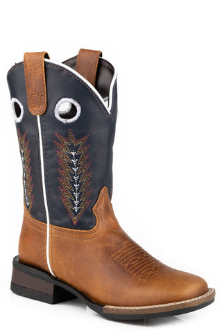 Roper Youth Girls James Blue Leather Cowboy Boots