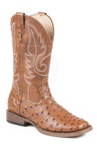 Roper Youth Boys Bumps Tan Faux Leather Cowboy Boots