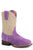 Roper Youth Girls Willa Square Toe Purple/Cream Leather Cowboy Boots