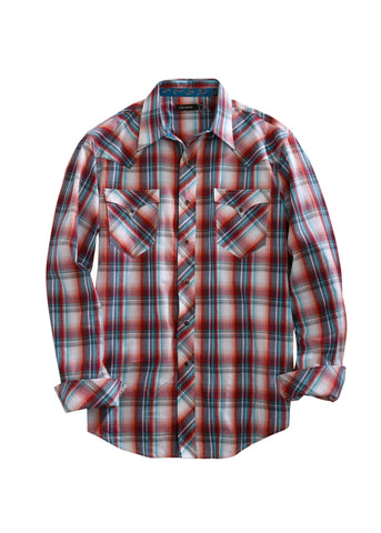 Tin Haul Mens Red 100% Cotton Paintbrush Plaid L/S Shirt L