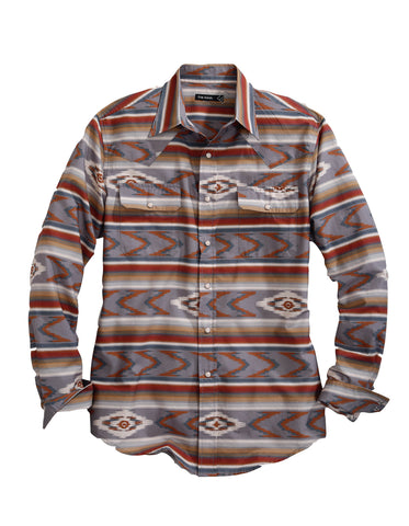 Tin Haul Mens Grey 100% Cotton Arrowhead Serape L/S Shirt XL
