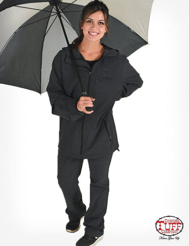 Cowgirl Tuff Womens Full-Zip Weather Resistant Charcoal Poly Softshell Jacket