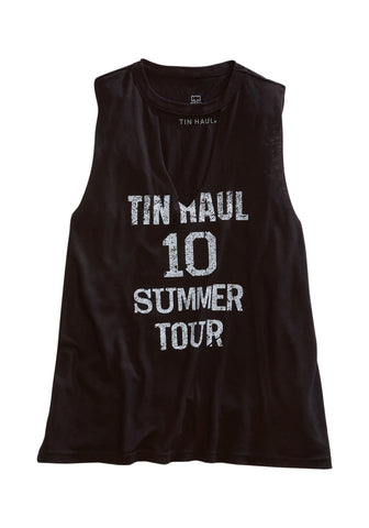 Tin Haul Womens 10 Summer Tour Black 100% Cotton S/L Tank Top