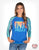 Cowgirl Tuff Womens Rainbow Aztec Navy Multi 100% Cotton L/S T-Shirt