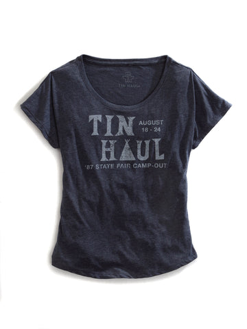 Tin Haul Womens State Camp Out Blue 100% Cotton S/S T-Shirt