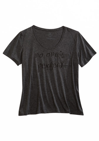 Tin Haul Womens No Ones Perfect Grey 100% Cotton S/S T-Shirt