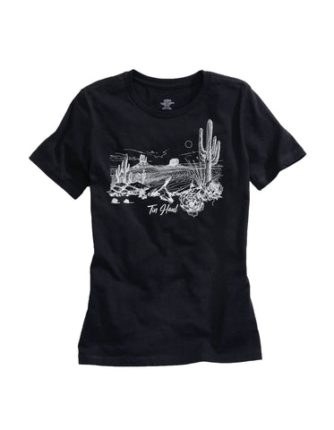Tin Haul Womens Desert Lines Black 100% Cotton S/S T-Shirt