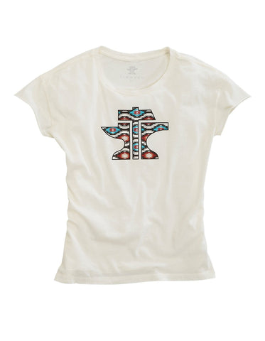 Tin Haul Womens Logo Aztec White 100% Cotton S/S T-Shirt