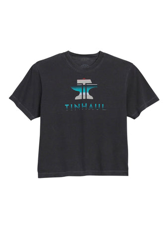 Tin Haul Womens Running Horses Boxy Black 100% Cotton S/S T-Shirt