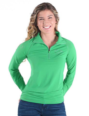Cowgirl Tuff Womens Cooling UPF Money Green Nylon L/S Shirt
