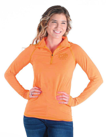 Cowgirl Tuff Womens Cooling UPF Tangerine Nylon L/S Shirt