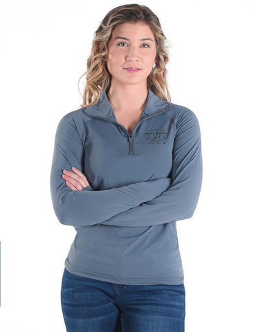 Cowgirl Tuff Womens Cooling UPF Steel Gray Nylon L/S Shirt