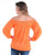 Cowgirl Tuff Womens Cooling UPF Off Shoulder Tangerine Nylon L/S Blouse