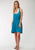 Tin Haul Womens 1831 Crochet Racer Back Teal Poly/Rayon S/L Dress