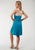 Tin Haul Womens 1831 Crochet Racer Back Teal Poly/Rayon S/L Dress