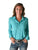 Cowgirl Tuff Womens Breathe Instant Pullover Turquoise Nylon L/S Blouse