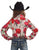 Cowgirl Tuff Kids Girls Rose Pullover Red/Cream Polyester L/S Shirt