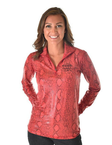 Cowgirl Tuff Womens Quarter Zip Cadet Red Poly/Spandex Athletic Shell Jacket