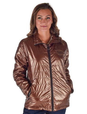Cowgirl Tuff Womens Horizontal Midweight Copper Polyester Softshell Jacket