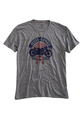 Tin Haul Mens Moto Cross Motorcycle Grey 100% Cotton S/S T-Shirt