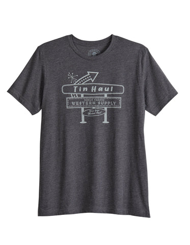 Tin Haul Mens World Famous Sign Grey Cotton Blend S/S T-Shirt
