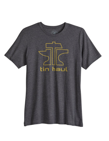 Tin Haul Mens Gold Anvil Logo Grey Cotton S/S T-Shirt