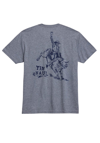 Tin Haul Unisex Back Bronc Rider Heather Grey Poly/Cotton S/S T-Shirt