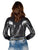 Cowgirl Tuff Womens Shiny Metallic Dark Silver Polyester L/S Shirt