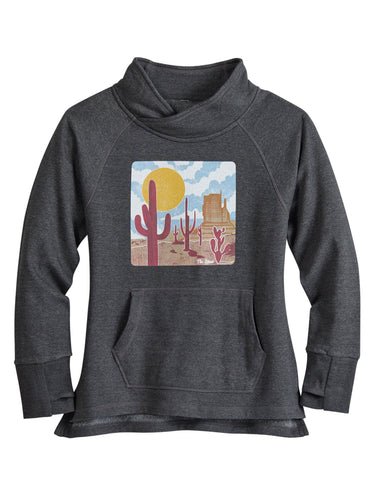 Tin Haul Womens Desert Scenery Grey Cotton Blend Pullover Sweater