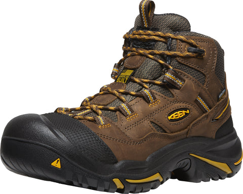Keen Utility Mens Braddock Mid WP Cascade Brown/Tawny Olive Leather Work Boots
