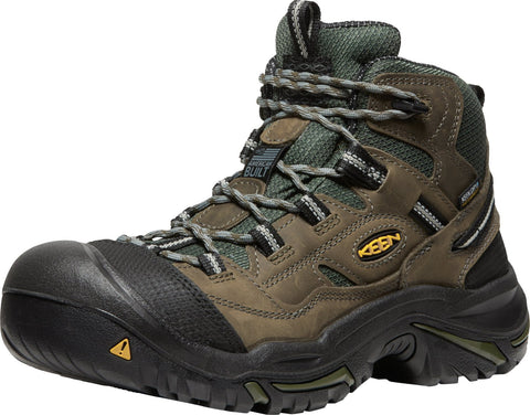 Keen Utility Mens Braddock Mid WP Gargoyle/Forest Night Leather Work Boots