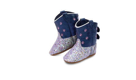 Old West Infant Girls Poppets Sparkling Purple/Blue Faux Leather Cowboy Boots
