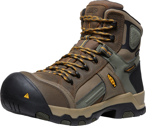 Keen Utility Mens Davenport Mid AL WP Shitake/Forest Night Leather Work Boots