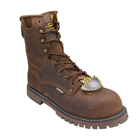 AdTec Mens 8in Composite Toe Waterproof Super Logger Crazy Horse Work Boots